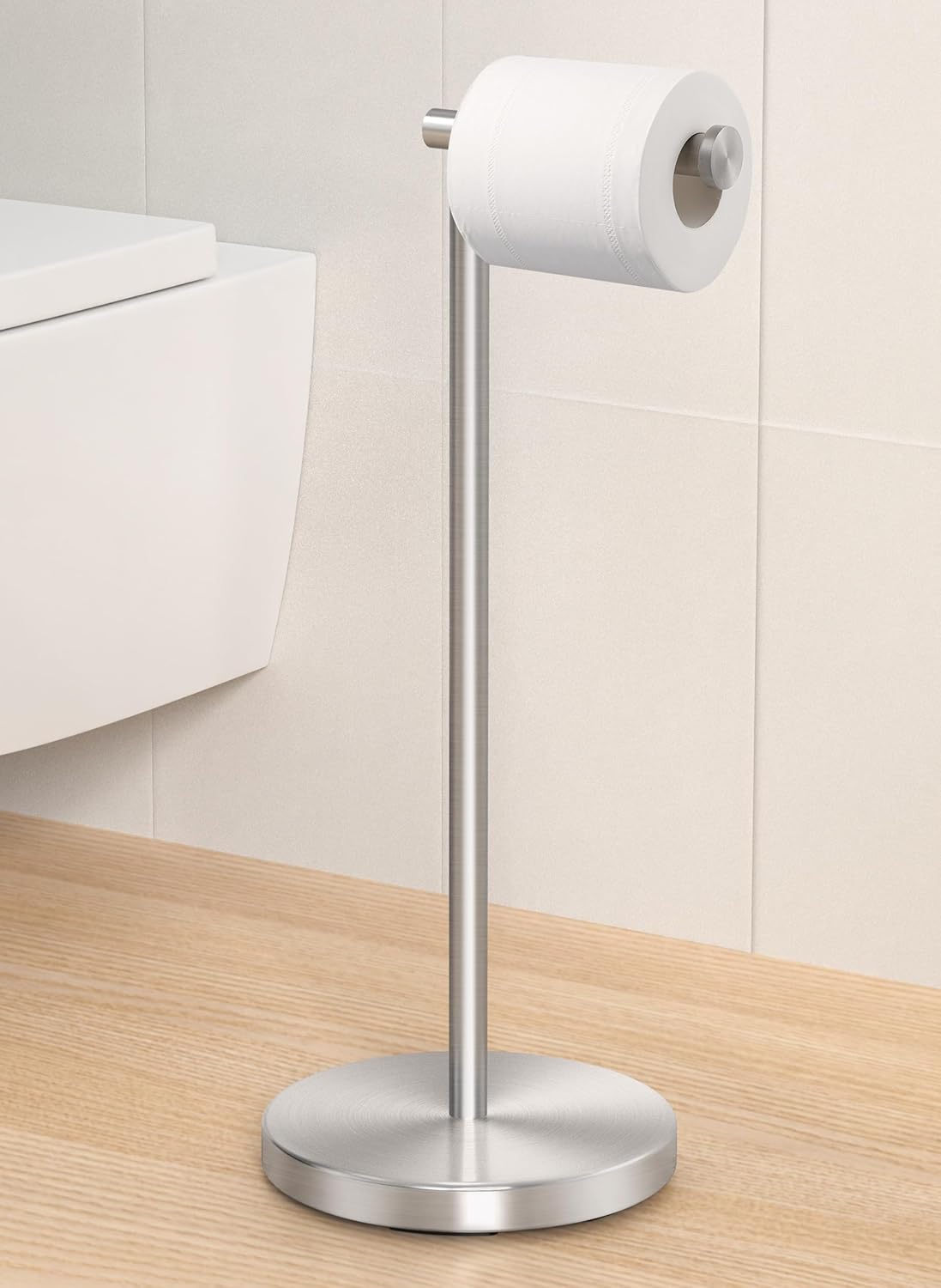 KES Bathroom Toilet Paper Holder Stand Modern Tissue Roll Holder SUS304 Stainless Steel Rustproof Freestanding 20.2" H, Matte Black BPH283S1-BK