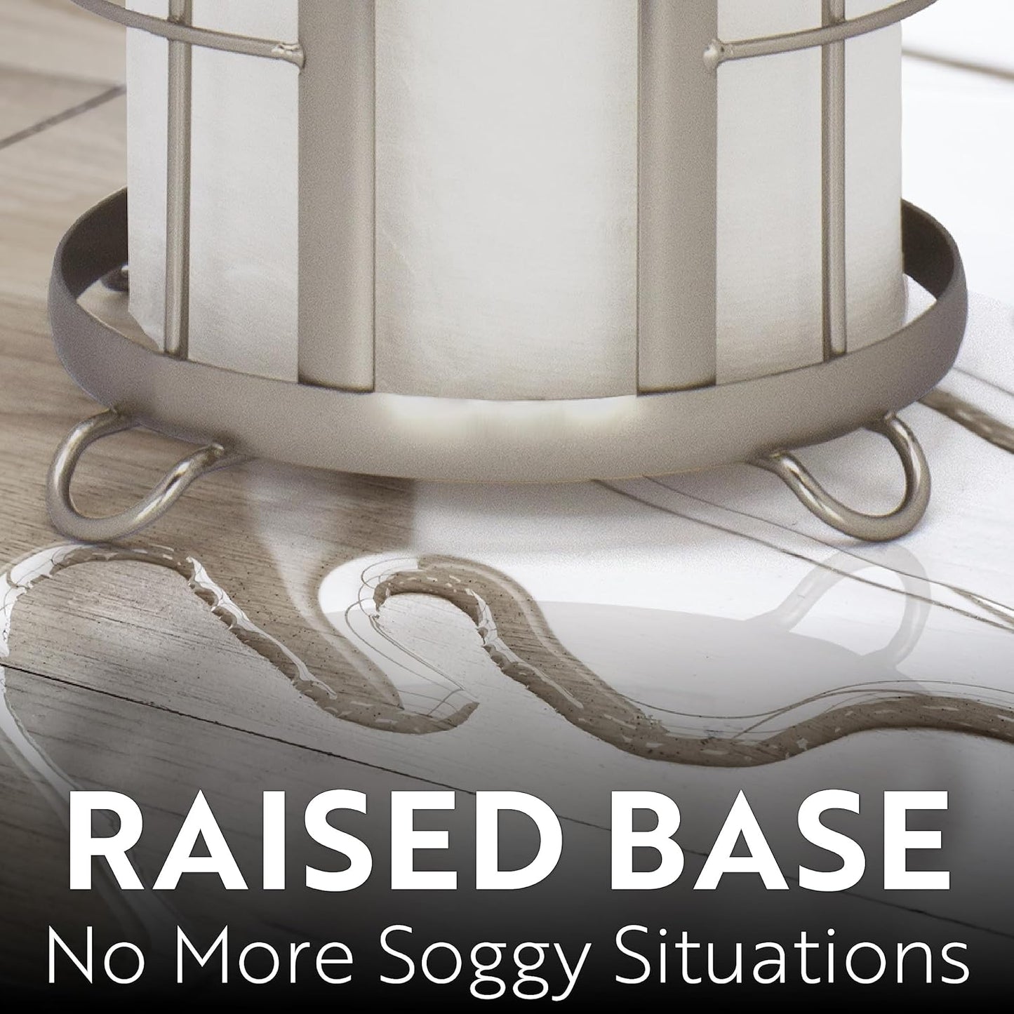BROOKSTONE, Nickel Toilet Paper Holder, Freestanding Bathroom Tissue Organizer, Minimalistic Storage Solution, Modern & Stylish Design [Holds MEGA Rolls]